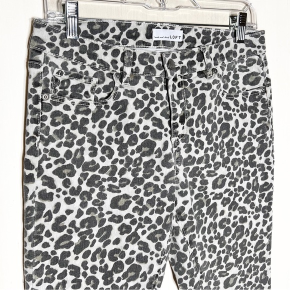 Loft Leopard Print Light Cream Black Cropped Skinny Jeans, Size 4 Petite, 27P - Picture 6 of 14